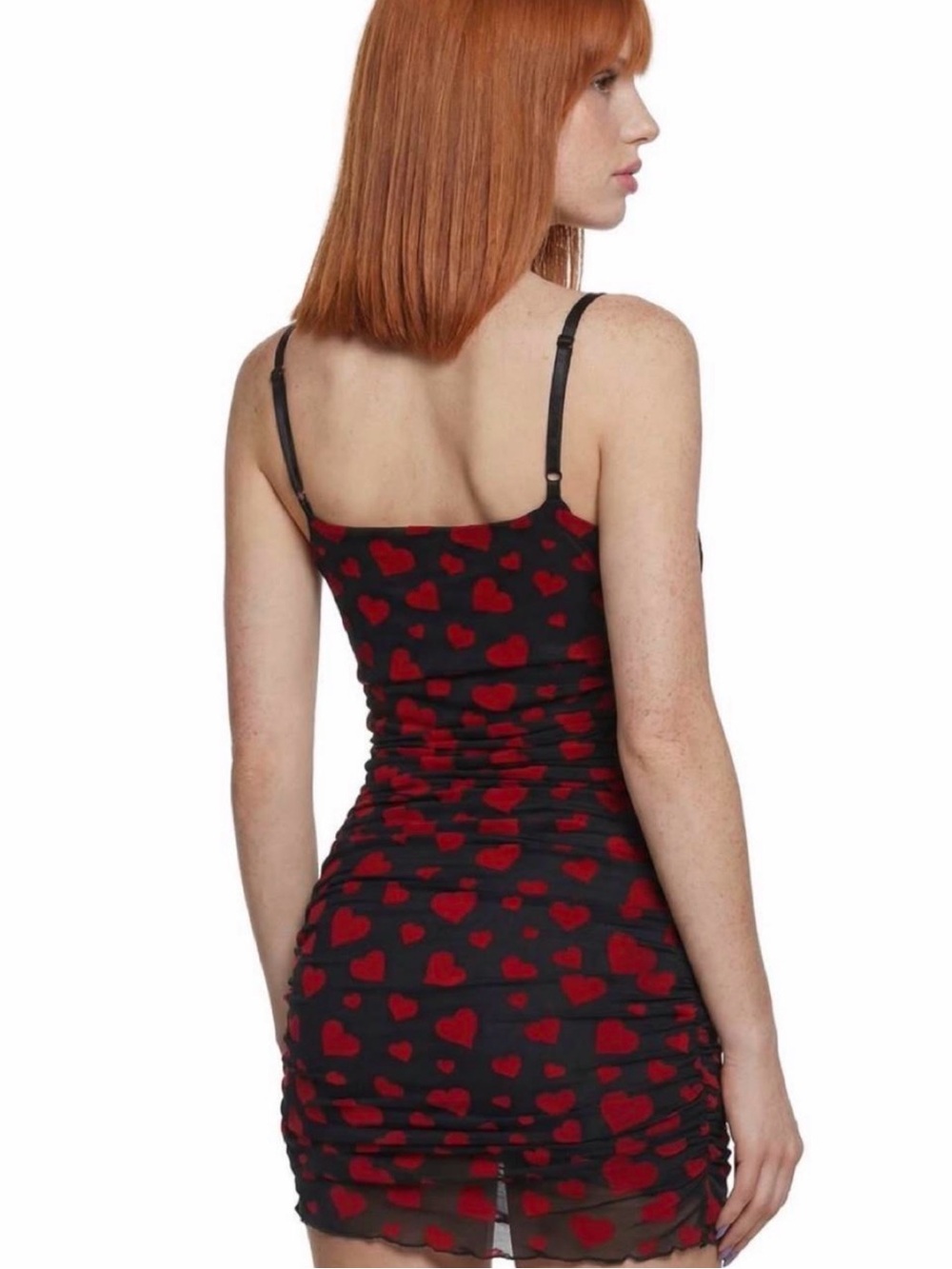 Nasty Gal Black Mini Dress with Red Heart Print - Picture 3 of 3